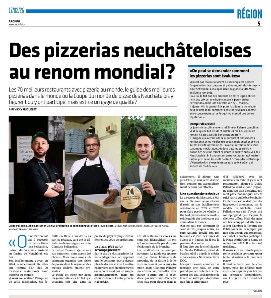Des pizzerias neuchâteloises au renom mondial?